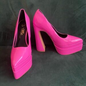 Pink chunky heels